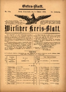 Wirsitzer Kreis-Blatt: herausgegeben vom Königlichen Landraths-Amte 1898.10.08 Jg.54 Nr80a Extra-Blatt