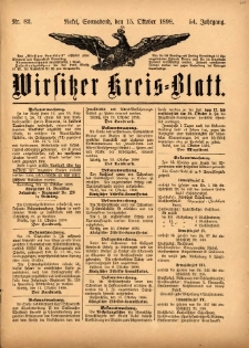 Wirsitzer Kreis-Blatt: herausgegeben vom Königlichen Landraths-Amte 1898.10.15 Jg.54 Nr82