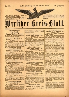 Wirsitzer Kreis-Blatt: herausgegeben vom Königlichen Landraths-Amte 1898.10.19 Jg.54 Nr83