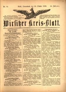 Wirsitzer Kreis-Blatt: herausgegeben vom Königlichen Landraths-Amte 1898.10.22 Jg.54 Nr84