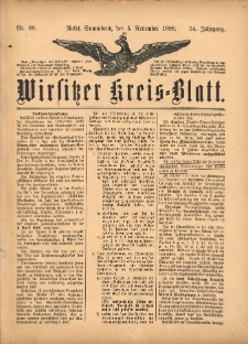 Wirsitzer Kreis-Blatt: herausgegeben vom Königlichen Landraths-Amte 1898.11.05 Jg.54 Nr88