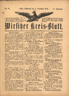 Wirsitzer Kreis-Blatt: herausgegeben vom Königlichen Landraths-Amte 1898.11.09 Jg.54 Nr89