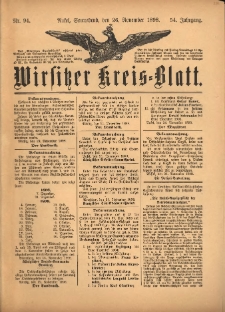 Wirsitzer Kreis-Blatt: herausgegeben vom Königlichen Landraths-Amte 1898.11.26 Jg.54 Nr94