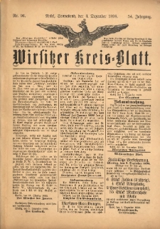 Wirsitzer Kreis-Blatt: herausgegeben vom Königlichen Landraths-Amte 1898.12.03 Jg.54 Nr96
