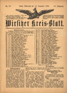 Wirsitzer Kreis-Blatt: herausgegeben vom Königlichen Landraths-Amte 1898.12.14 Jg.54 Nr99