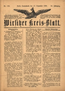 Wirsitzer Kreis-Blatt: herausgegeben vom Königlichen Landraths-Amte 1898.12.17 Jg.54 Nr100