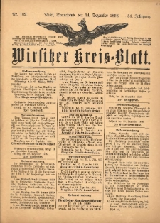 Wirsitzer Kreis-Blatt: herausgegeben vom Königlichen Landraths-Amte 1898.12.24 Jg.54 Nr102