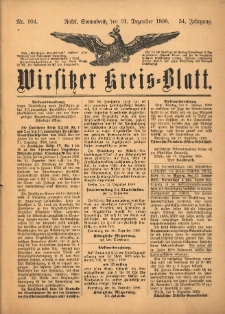Wirsitzer Kreis-Blatt: herausgegeben vom Königlichen Landraths-Amte 1898.12.31 Jg.54 Nr104