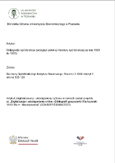 Bibljografja spółdzielcza (przegląd polskiej literatury spółdzielczej za lata 1928 do 1930)