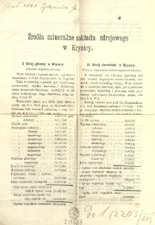 Źr&oacute;dła mineralne zakładu zdrojowego w Krynicy