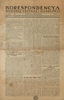 Korespondencya Wojennej Centrali Handlowej. 1918.01.01 R.2 Nr 1
