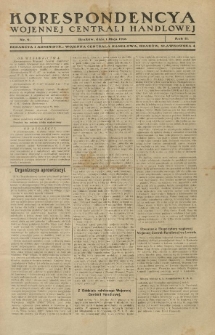 Korespondencya Wojennej Centrali Handlowej. 1918.05.01 R.2 Nr 9