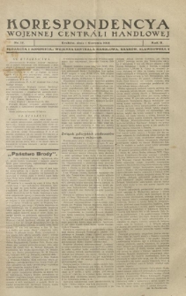 Korespondencya Wojennej Centrali Handlowej. 1918.08.01 R.2 Nr 15