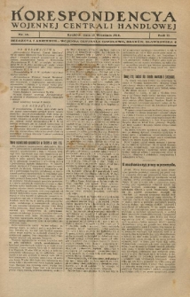 Korespondencya Wojennej Centrali Handlowej. 1918.09.15 R.2 Nr 18