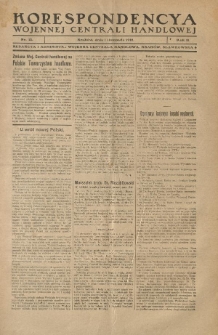 Korespondencya Wojennej Centrali Handlowej. 1918.11.01 R.2 Nr 21