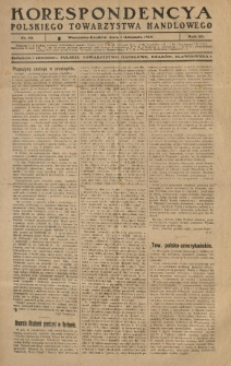 Korespondencya Polskiego Towarzystwa Handlowego. 1919.11.01 R.3 Nr 19