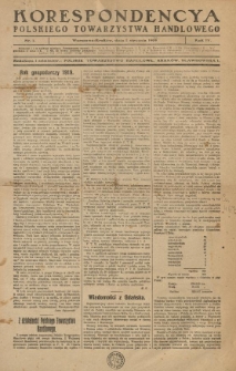 Korespondencya Polskiego Towarzystwa Handlowego. 1920.01.01 R.4 Nr 1
