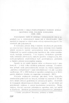 Działalność i cele poznańskiego Ogrodu Zoologicznego pod polskim zarządem