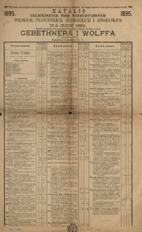 Katalog celniejszych pism peryodycznych polskich, francuzkich, niemieckich i angielskich na rok 1895 , na które prenumeratę przyjmuje Księgarnia i Skład Nut Muzycznych Gebethnera i Wolffa w Warszawie