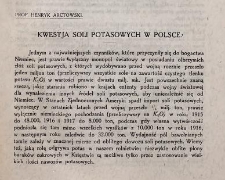 Kwestja soli potasowych w Polsce