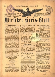 Wirsitzer Kreis-Blatt: herausgegeben vom Königlichen Landraths-Amte 1899.01.04 Jg.55 Nr1