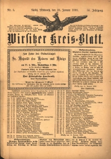 Wirsitzer Kreis-Blatt: herausgegeben vom Königlichen Landraths-Amte 1899.01.18 Jg.55 Nr5