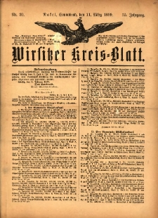 Wirsitzer Kreis-Blatt: herausgegeben vom Königlichen Landraths-Amte 1899.03.11 Jg.55 Nr20