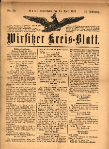 Wirsitzer Kreis-Blatt: herausgegeben vom Königlichen Landraths-Amte 1899.04.15 Jg.55 Nr29