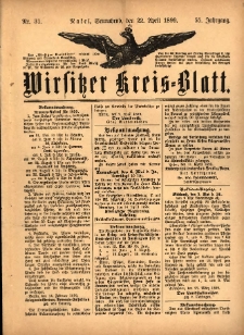 Wirsitzer Kreis-Blatt: herausgegeben vom Königlichen Landraths-Amte 1899.04.22 Jg.55 Nr31