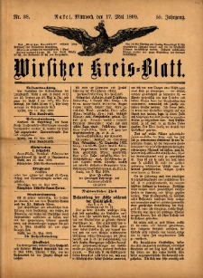 Wirsitzer Kreis-Blatt: herausgegeben vom Königlichen Landraths-Amte 1899.05.18 Jg.55 Nr38