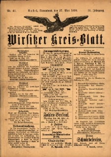 Wirsitzer Kreis-Blatt: herausgegeben vom Königlichen Landraths-Amte 1899.05.27 Jg.55 Nr41