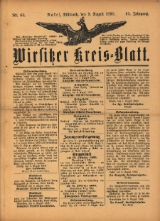 Wirsitzer Kreis-Blatt: herausgegeben vom Königlichen Landraths-Amte 1899.08.09 Jg.55 Nr62