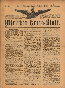 Wirsitzer Kreis-Blatt: herausgegeben vom Königlichen Landraths-Amte 1899.09.02 Jg.55 Nr69