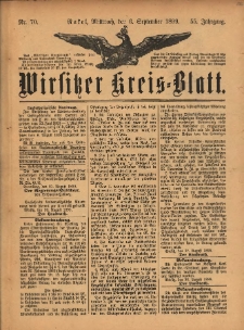 Wirsitzer Kreis-Blatt: herausgegeben vom Königlichen Landraths-Amte 1899.09.06 Jg.55 Nr70