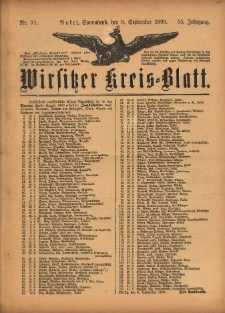 Wirsitzer Kreis-Blatt: herausgegeben vom Königlichen Landraths-Amte 1899.09.09 Jg.55 Nr71