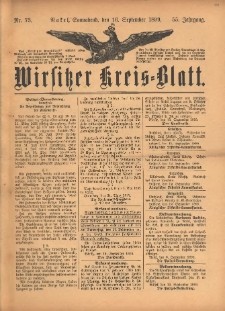 Wirsitzer Kreis-Blatt: herausgegeben vom Königlichen Landraths-Amte 1899.09.16 Jg.55 Nr73