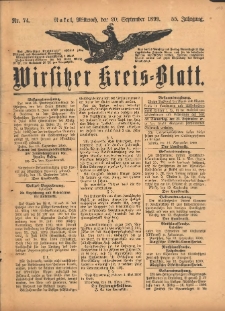 Wirsitzer Kreis-Blatt: herausgegeben vom Königlichen Landraths-Amte 1899.09.20 Jg.55 Nr74