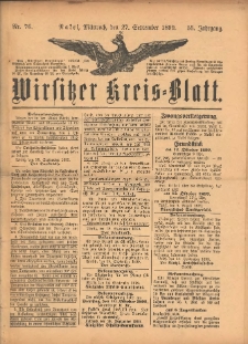 Wirsitzer Kreis-Blatt: herausgegeben vom Königlichen Landraths-Amte 1899.09.27 Jg.55 Nr76
