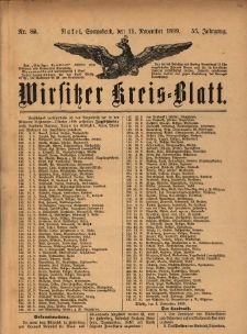 Wirsitzer Kreis-Blatt: herausgegeben vom Königlichen Landraths-Amte 1899.11.11 Jg.55 Nr89