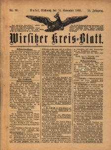 Wirsitzer Kreis-Blatt: herausgegeben vom Königlichen Landraths-Amte 1899.11.15 Jg.55 Nr90
