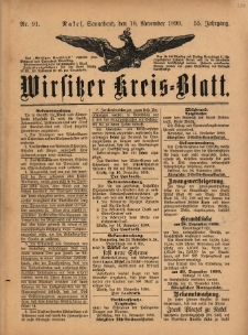 Wirsitzer Kreis-Blatt: herausgegeben vom Königlichen Landraths-Amte 1899.11.18 Jg.55 Nr91