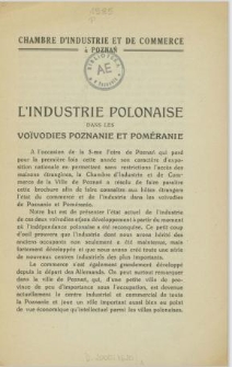 L'industrie polonaise dans les voȉvodies Poznanie et Pom&eacute;ranie