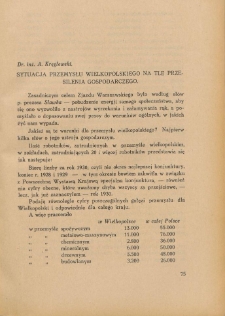 Sytuacja przemysłu wielkopolskiego na tle przesilenia gospodarczego