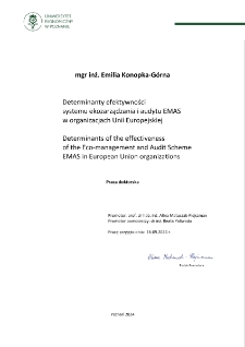 Determinanty efektywności systemu ekozarządzania i audytu EMAS w organizacjach Unii Europejskiej