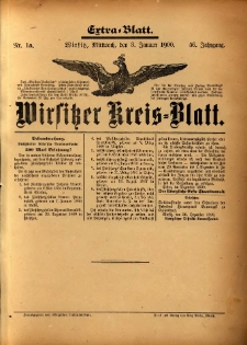 Wirsitzer Kreis-Blatt: herausgegeben vom Königlichen Landraths-Amte 1900.01.03 Jg.56 Nr 1a Extra-Blatt