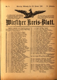 Wirsitzer Kreis-Blatt: herausgegeben vom Königlichen Landraths-Amte 1900.01.10 Jg.56 Nr3