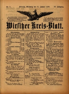 Wirsitzer Kreis-Blatt: herausgegeben vom Königlichen Landraths-Amte 1900.01.31 Jg.56 Nr9