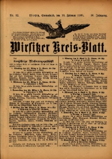 Wirsitzer Kreis-Blatt: herausgegeben vom Königlichen Landraths-Amte 1900.02.10 Jg.56 Nr12