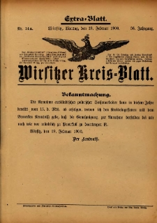 Wirsitzer Kreis-Blatt: herausgegeben vom Königlichen Landraths-Amte 1900.02.19 Jg.56 Nr14a Extra-Blatt