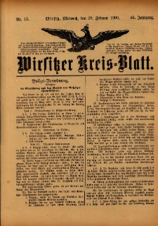 Wirsitzer Kreis-Blatt: herausgegeben vom Königlichen Landraths-Amte 1900.02.28 Jg.56 Nr17